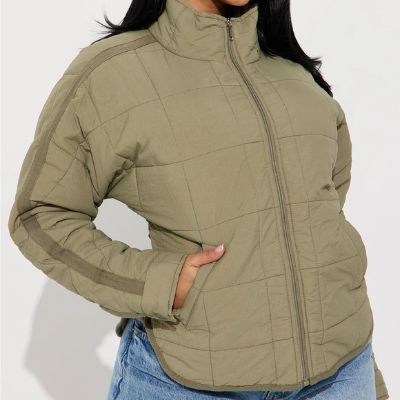 Dana Quilted Puffer Jacket - Sage - Picture 1 of 1